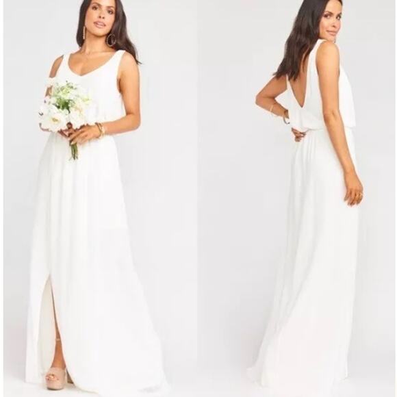 NEW Show Me Your Mumu Kendall Maxi Dress Wedding Cake Chiffon White Size Medium - Picture 1 of 8